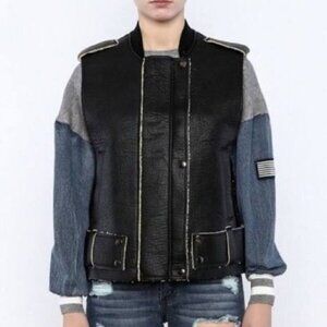 J.O.A Solid Black Faux Leather Vest NWT size sm